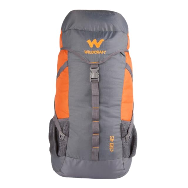 WILDCRAFT 45L Nylon Rucksack – Water-Resistant Travel & Hiking Backpack with Adjustable Straps, Grey - Image 1